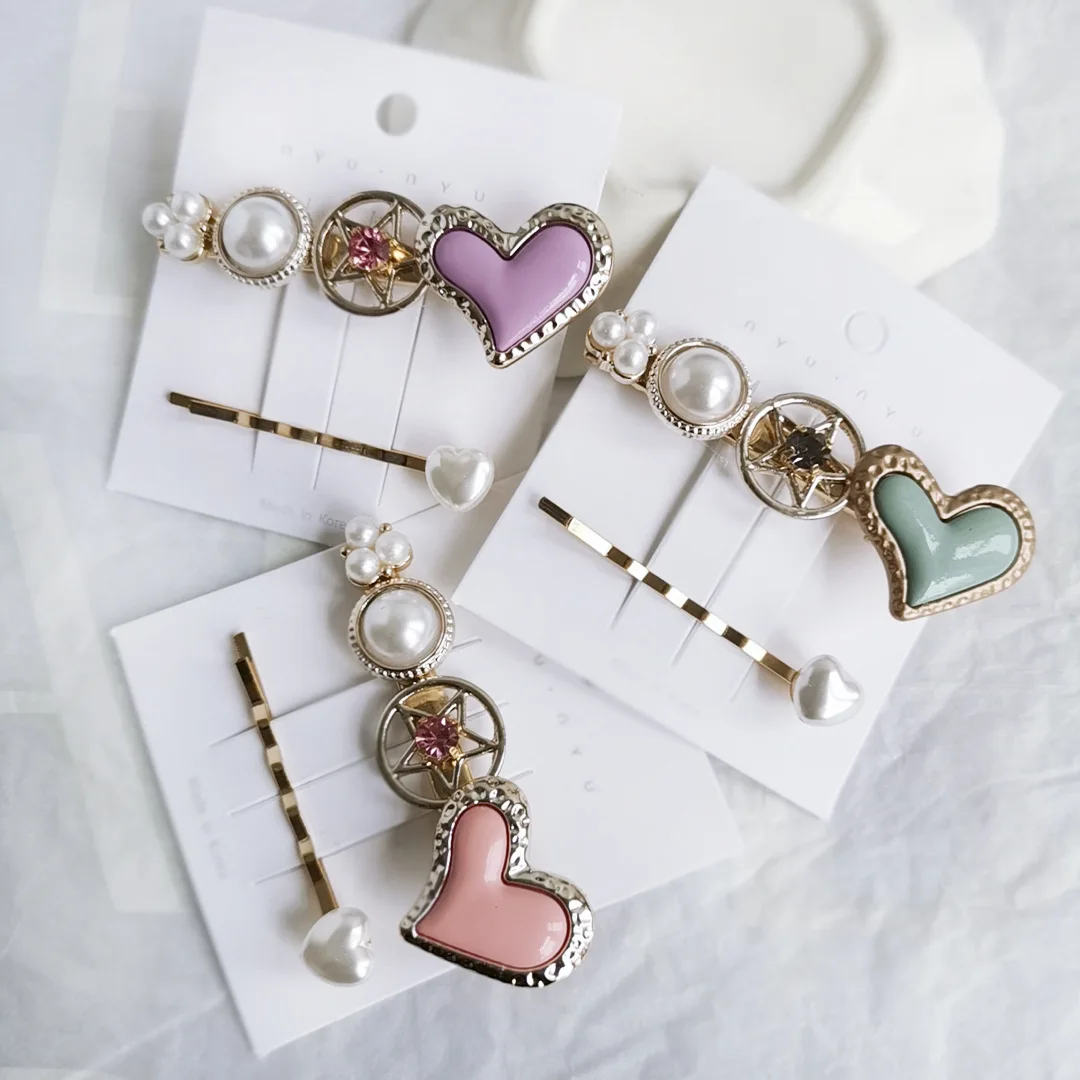 2 Pcs /lot Pearls Heart Pentagram Barrettes Hair Clips Sticks Female Women Hair Ornaments Decoration Hairpin Party Wholesale
2 Pcs /lot Pearls Heart Pentagram Barrettes Hair Clips Sticks Female Women Hair Ornaments Decoration Hairpin Party Wholesale