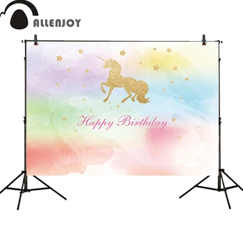 Allenjoy photo backdrops watercolor colorful unicorn kids Birthday party banner Glitter glamour Sparkle stars photocall
Allenjoy photo backdrops watercolor colorful unicorn kids Birthday party banner Glitter glamour Sparkle stars photocall