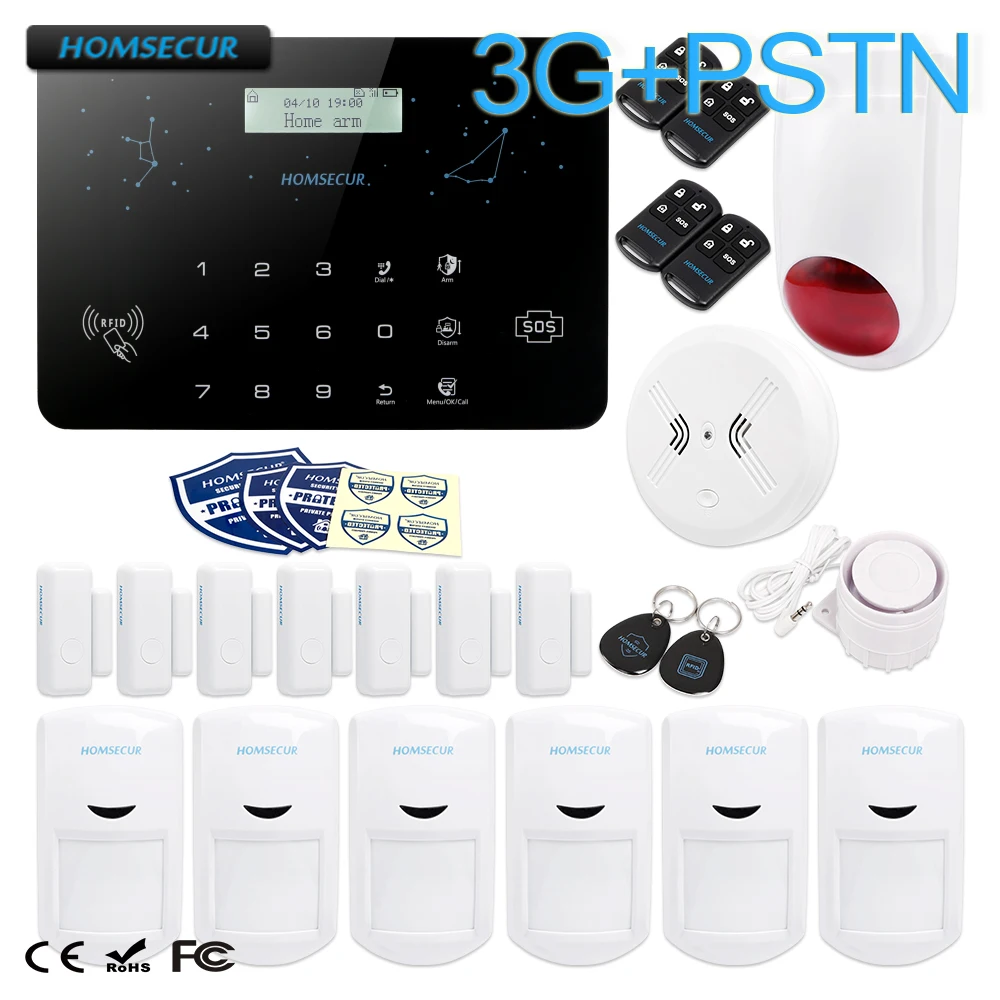 Homsecur беспроводный 3G/GSM/PSTN RFID домашняя система охранной сигнализации + красная