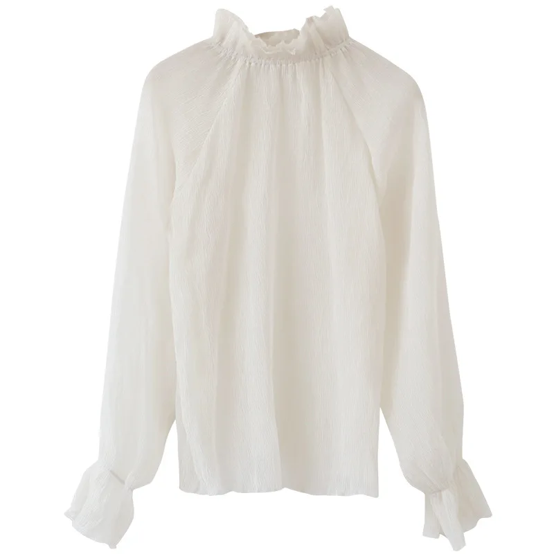 Ruffled Chiffon Blouse Women Casual Long Flare Sleeve Double-Layer Collar Basic Tops Female Designer Beige Ruched Ruffles Shirts
Ruffled Chiffon Blouse Women Casual Long Flare Sleeve Double-Layer Collar Basic Tops Female Designer Beige Ruched Ruffles Shirts