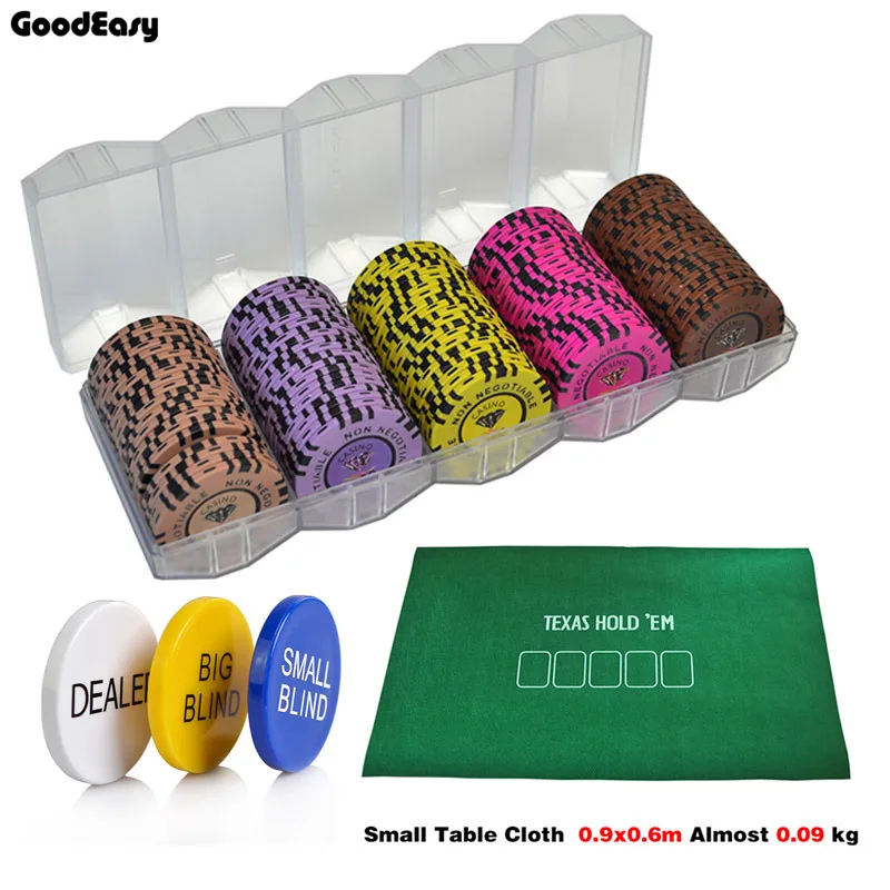 100pcs Clay chip Diamond Poker Chip Sets Casino Texas Hold'em Poker Set With Acrylic Box & Table Cloth & Button Set
100pcs Clay chip Diamond Poker Chip Sets Casino Texas Hold'em Poker Set With Acrylic Box & Table Cloth & Button Set