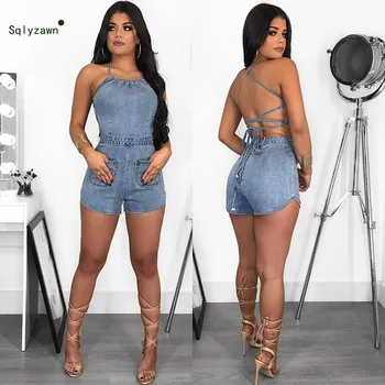 Sexy Sleeveless Backless Denim Jumpsuit Women Skinny Denim Pants Fashion Pockets Jeans Women Casual Nightclub Bandage Overalls
Sexy Sleeveless Backless Denim Jumpsuit Women Skinny Denim Pants Fashion Pockets Jeans Women Casual Nightclub Bandage Overalls