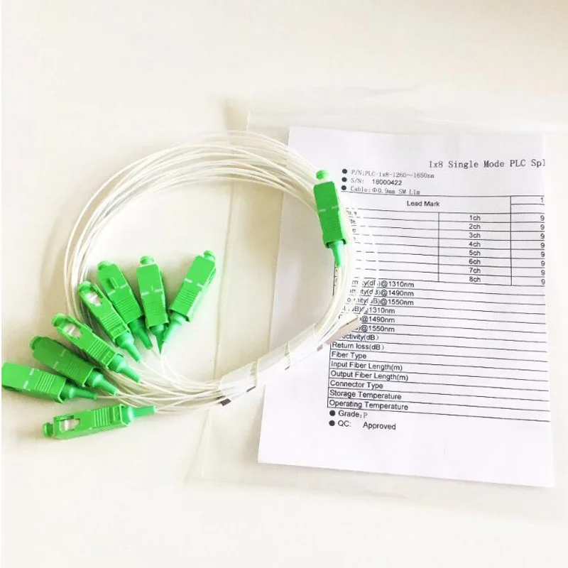 10PCS fiber optic PLC splitter 1x8 SC APC/UPC 0.9mm G657A1 green blue connector optional
10PCS fiber optic PLC splitter 1x8 SC APC/UPC 0.9mm G657A1 green blue connector optional