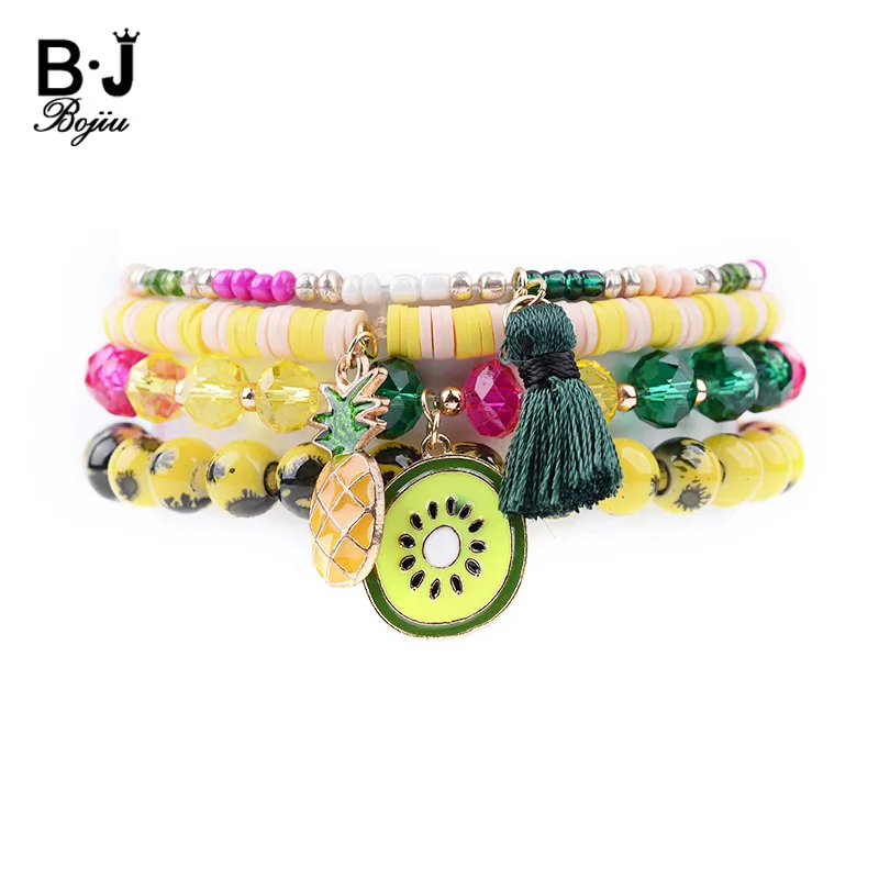 BOJIU 4Pcs/Set Cute Pineapple Tassel Fruit Pendant Charm Bracelets Women Colored Crystal Plastic Natural Stone Bracelet BCSET143 
BOJIU 4Pcs/Set Cute Pineapple Tassel Fruit Pendant Charm Bracelets Women Colored Crystal Plastic Natural Stone Bracelet BCSET143
