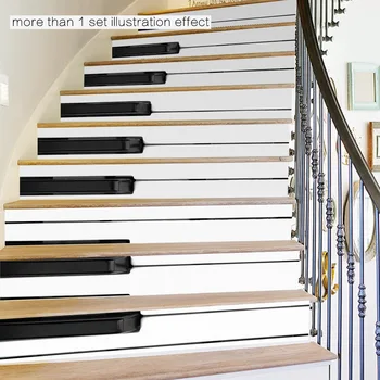 

3D Stairs Stickers Black white piano keys music classroom Decorative Stair Wall Decals Floor Paste PVC Waterproof Wall Stickers