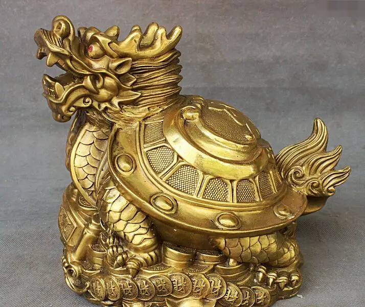 10" Folk Chinese Feng Shui Copper Brass Bring Wealth Dragon Turtle Tortoise Statue
10" Folk Chinese Feng Shui Copper Brass Bring Wealth Dragon Turtle Tortoise Statue