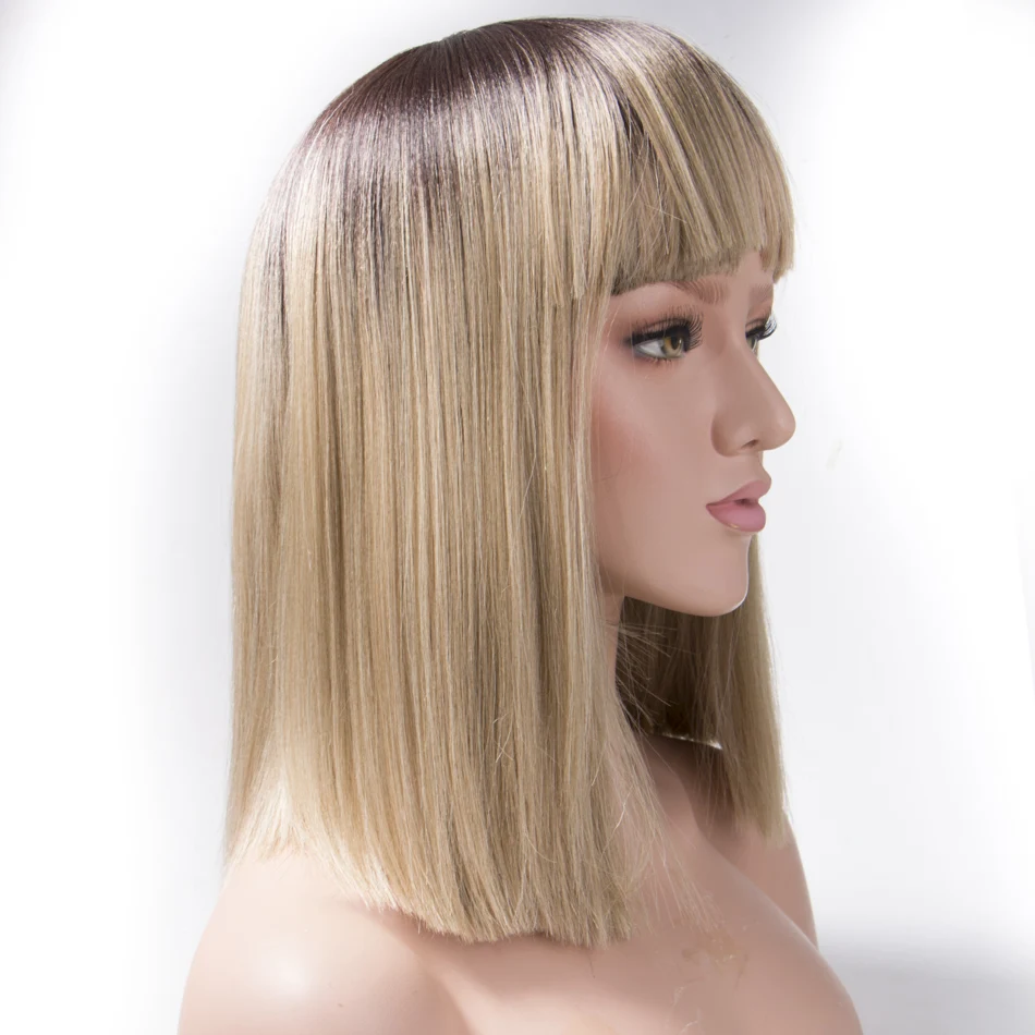 Qp hair 14inch high temperature fiber Synthetic Hair Wigs Yaki Straight Blonde Wig Bangs Short Bob Wigs For Women
Qp hair 14inch high temperature fiber Synthetic Hair Wigs Yaki Straight Blonde Wig Bangs Short Bob Wigs For Women