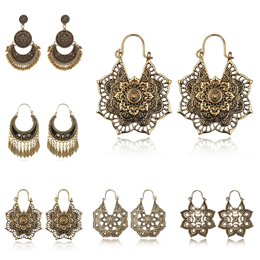 HuaTang Vintage Antique Gold Silver Earring Geometric Ethnic Flower Carving Drop Earring for Women Girl Dangle Earring Jewelry
HuaTang Vintage Antique Gold Silver Earring Geometric Ethnic Flower Carving Drop Earring for Women Girl Dangle Earring Jewelry