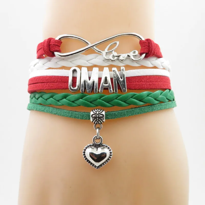 love oman National Flag Bracelet heart Charm Sultanate of oman flag leather bracelets & bangle for woman and man jewelry GIFT
love oman National Flag Bracelet heart Charm Sultanate of oman flag leather bracelets & bangle for woman and man jewelry GIFT