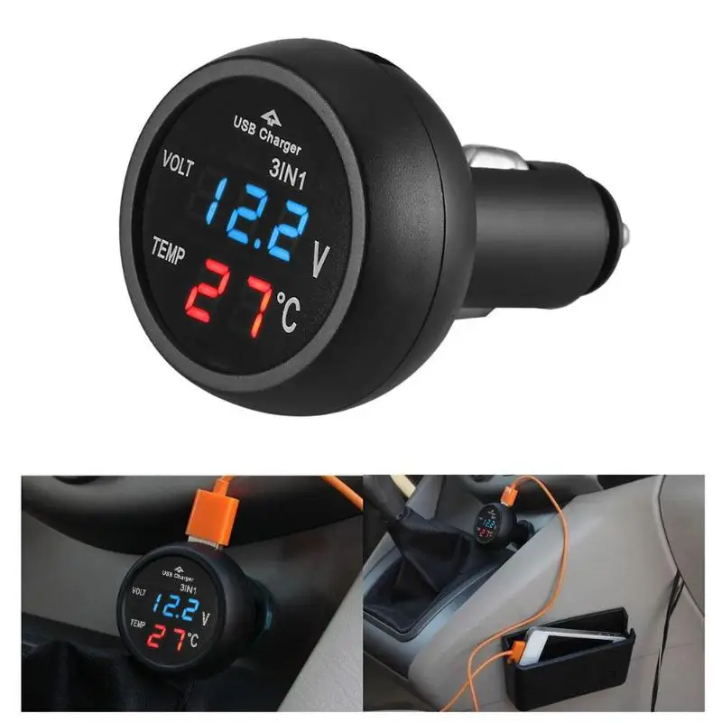 VODOOL 3 in 1 12/24V Car Auto LED Digital Voltmeter Gauge Thermometer Monitor Display USB Charging Charger For Phone Tablet GPS
VODOOL 3 in 1 12/24V Car Auto LED Digital Voltmeter Gauge Thermometer Monitor Display USB Charging Charger For Phone Tablet GPS