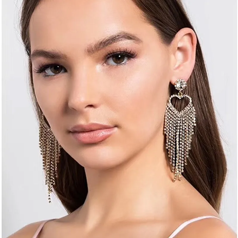 Stunning Shiny Rhinestone Chain Tassel Earrings For Womens Accessory Bridal Wedding Dangle Earring Jewelry New Arrival
Stunning Shiny Rhinestone Chain Tassel Earrings For Womens Accessory Bridal Wedding Dangle Earring Jewelry New Arrival