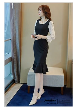 2019 Spring Autumn Black Knitted Bodycon Dress Ruffle Sleeve Slim Trumpet / Mermaid Midi Dress Vestidos Robe Femme
2019 Spring Autumn Black Knitted Bodycon Dress Ruffle Sleeve Slim Trumpet / Mermaid Midi Dress Vestidos Robe Femme