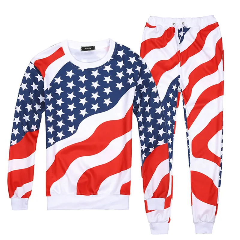 Flag pattern print 3D sweatsuit fashion tracksuit men/women joggers pants+tops 2 piece set
Flag pattern print 3D sweatsuit fashion tracksuit men/women joggers pants+tops 2 piece set