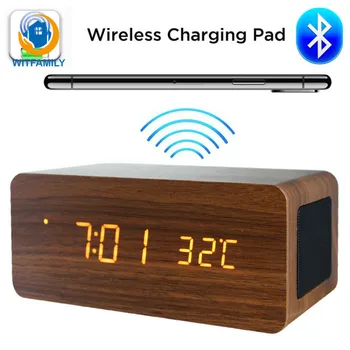 Wireless Bluetooth Alarm Clocks suport aux Large Screen Electronic wooden Clock Multifunction LED soonze watch usb charge
Wireless Bluetooth Alarm Clocks suport aux Large Screen Electronic wooden Clock Multifunction LED soonze watch usb charge
