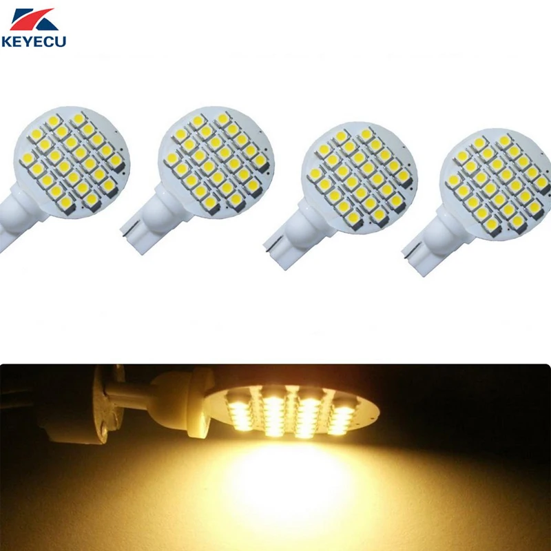 KEYECU 4 пакета DC 12V теплый белый T10 921 194 24 3528 SMD Светодиодная лампа супер яркая|Корпус|