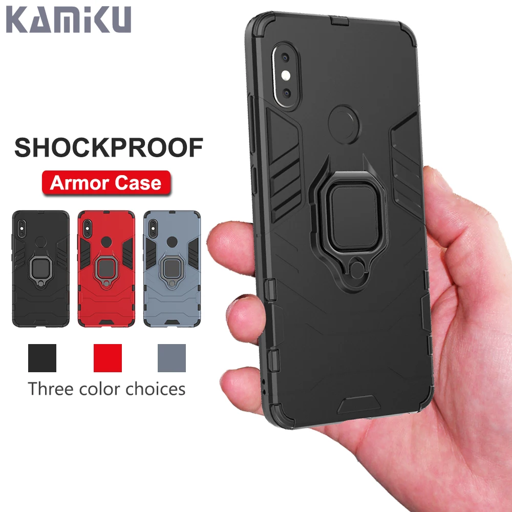Бронированные Чехлы для Xiaomi Redmi 5 Plus 6 Pro Note 4X с держателем подставкой и кольцом