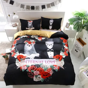 3D Flowers wedding Skull Bedding sets king Duvet Cover with pillow case Europe Style Sugar Skull Bed linen queen size Bed
3D Flowers wedding Skull Bedding sets king Duvet Cover with pillow case Europe Style Sugar Skull Bed linen queen size Bed