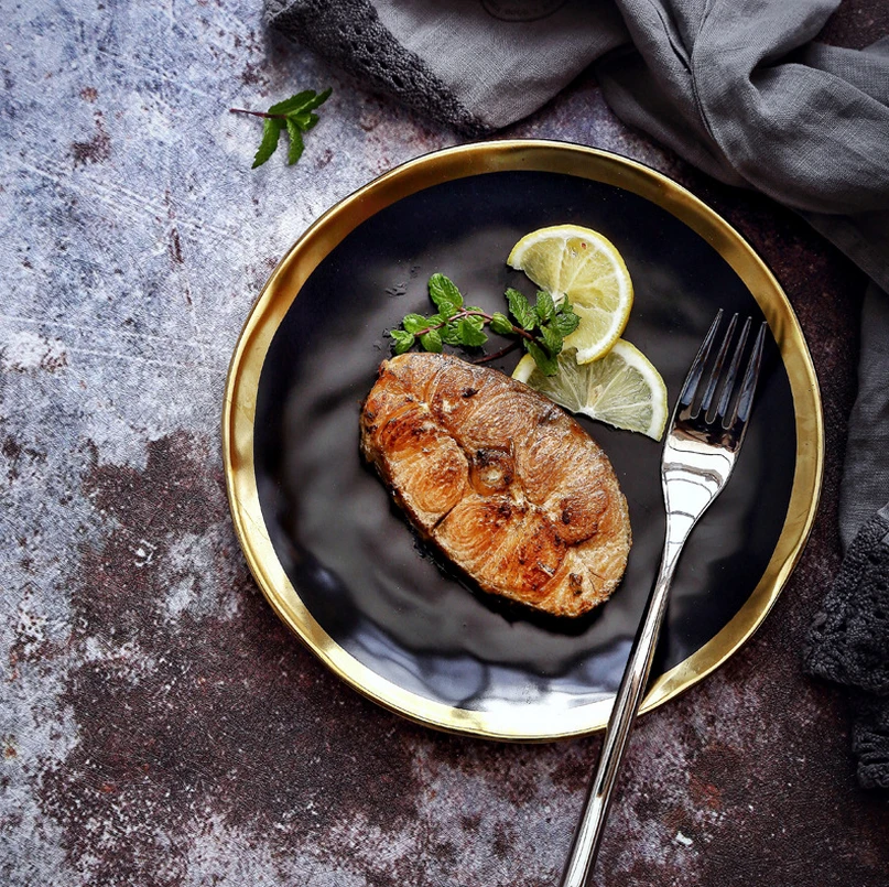 4pcs 10inch Dinner Ceramic Steak Plate Black Gold Inlay Round Dish Butter Cake Plates Dishes Home Kitchen Tableware Accessories
4pcs 10inch Dinner Ceramic Steak Plate Black Gold Inlay Round Dish Butter Cake Plates Dishes Home Kitchen Tableware Accessories