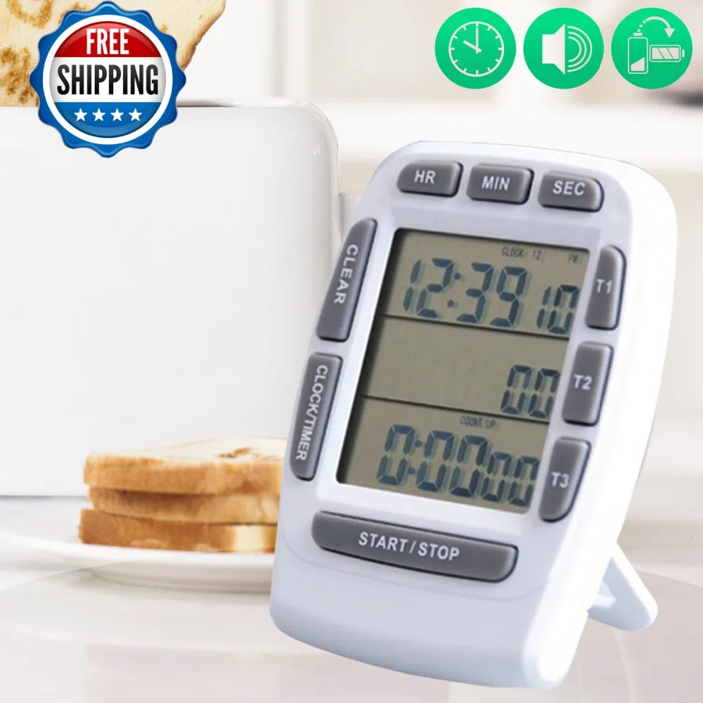 Three channel kitchen timer, large LCD screen kitchen timer, digital kitchen timer, free shipping
Three channel kitchen timer, large LCD screen kitchen timer, digital kitchen timer, free shipping