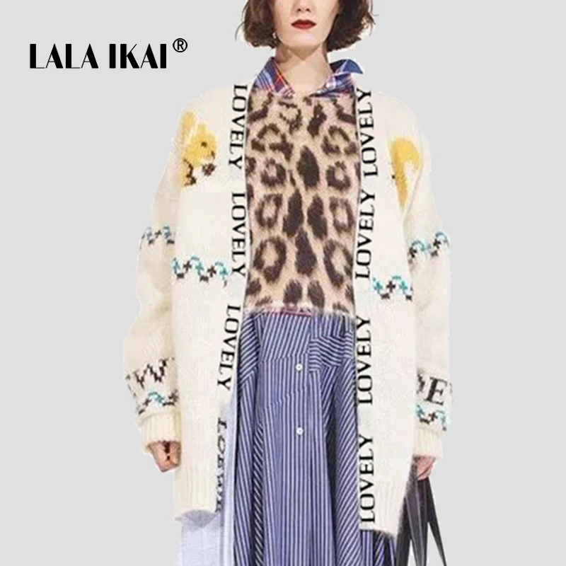 LALA IKAI/Зимние Бежевые трикотажные Для женщин кардиган элегантный мягкий