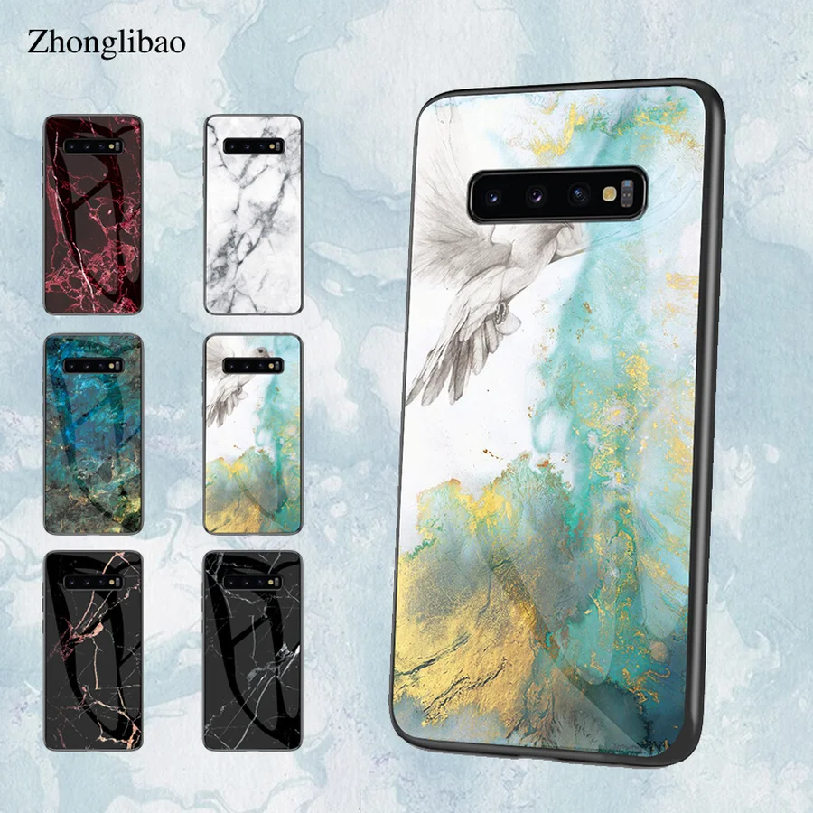 

Marble Pattern Tempered Glass Case for Samsung Galaxy S10 S9 S8 Plus S10e S7 Edge S10plus S9plus Luxury Glossy Smooth Back Cover