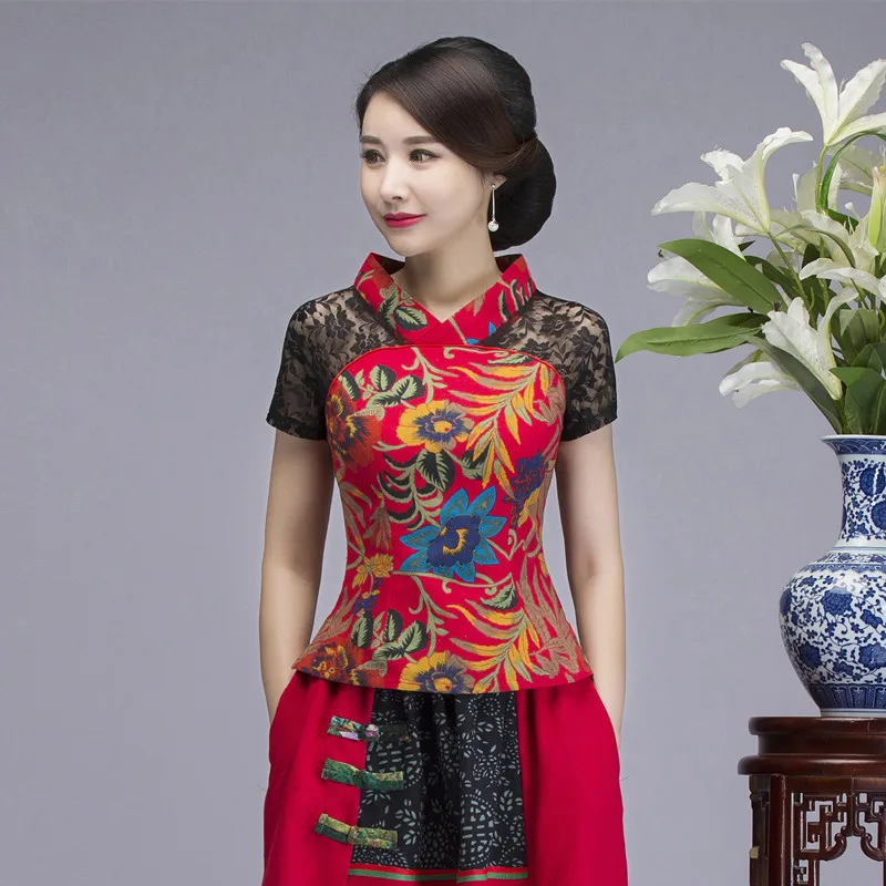 Cotton Linen Ladies' V Collar Mesh Stitching Tang Suit Tops Wholesale Traditional Chinese National Wind Blouse Plus Large Size
Cotton Linen Ladies' V Collar Mesh Stitching Tang Suit Tops Wholesale Traditional Chinese National Wind Blouse Plus Large Size