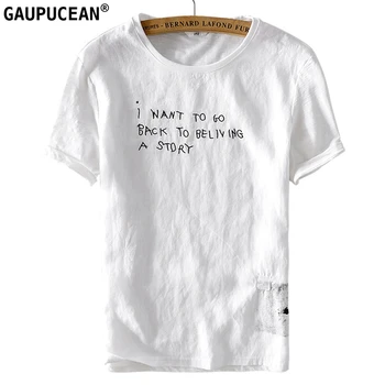 Linen Cotton Cool Breathable Anti-static Men T Shirt Short Sleeve Letters Embroidery Casual White O-neck Quality Man T-shirts
Linen Cotton Cool Breathable Anti-static Men T Shirt Short Sleeve Letters Embroidery Casual White O-neck Quality Man T-shirts