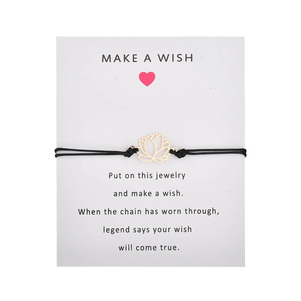 Personality Weave Lotus Flower Charm Bracelet DIY Simple Paper Card Gift Handmade String Bracelets for Women Men Kids Jewelry
Personality Weave Lotus Flower Charm Bracelet DIY Simple Paper Card Gift Handmade String Bracelets for Women Men Kids Jewelry