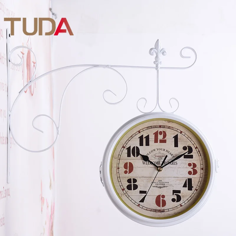 TUDA European Double-sided Wall Clock Living Room Creative Fashion Large Clock Garden Two-sided Cafe Decoration Mute Wall Clock
TUDA European Double-sided Wall Clock Living Room Creative Fashion Large Clock Garden Two-sided Cafe Decoration Mute Wall Clock