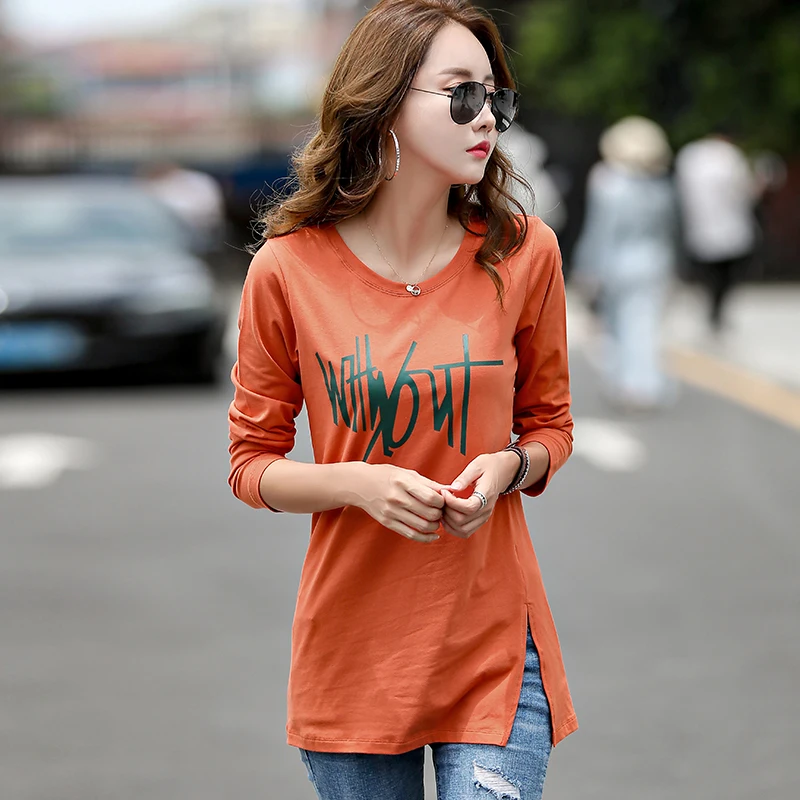 New Winter T Shirt Long Tunic Tops Long Sleeve T-shirts For Women Fashion Letter Print Cotton Female T-shirt Camisas Femininas
New Winter T Shirt Long Tunic Tops Long Sleeve T-shirts For Women Fashion Letter Print Cotton Female T-shirt Camisas Femininas