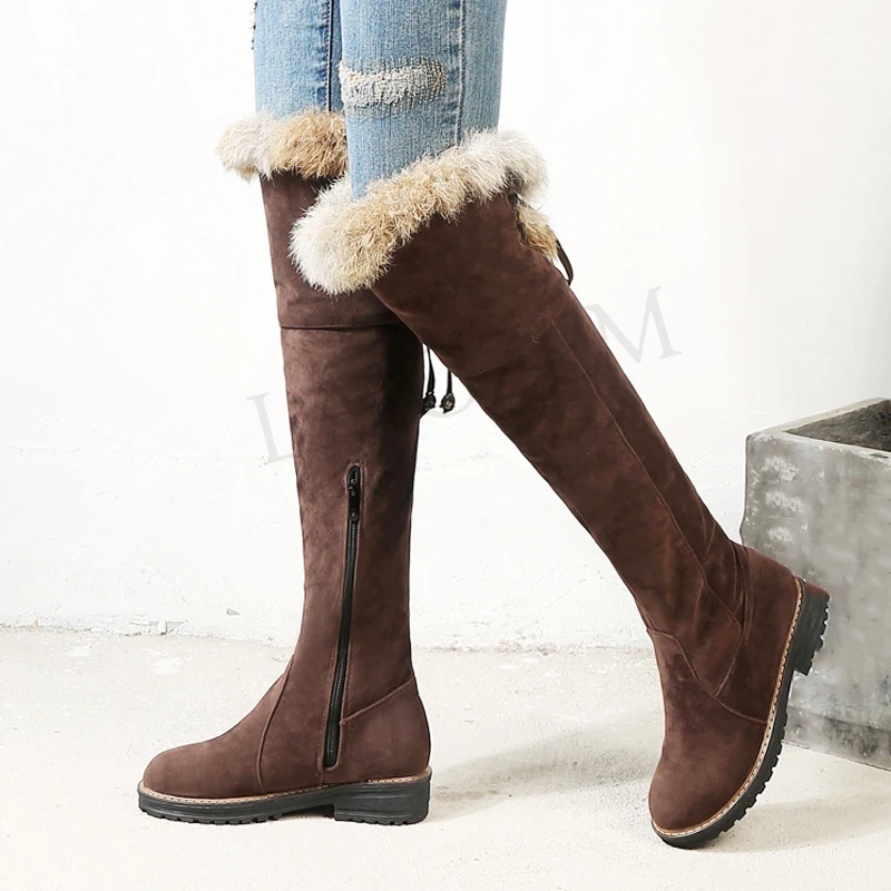LAIGZEM FASHION Women Over Knee Winter Boots Low Chunky Heeled Boots Zip Lace Up Shoes for Woman Botines Mujer Big Size 34-44
LAIGZEM FASHION Women Over Knee Winter Boots Low Chunky Heeled Boots Zip Lace Up Shoes for Woman Botines Mujer Big Size 34-44