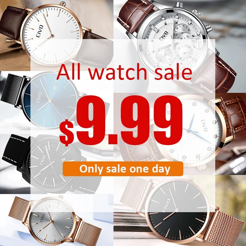 CIVO Luxury Top Brand Mens Watches All Sale 9.99$ Sport Causal Waterproof Wristwatches Man Relogio Masculino Montre Homme
CIVO Luxury Top Brand Mens Watches All Sale 9.99$ Sport Causal Waterproof Wristwatches Man Relogio Masculino Montre Homme