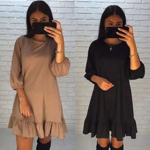 Women Autumn Dress Casual Long Sleeve Evening Party Round Neck Ruffle Short Mini Dresses
Women Autumn Dress Casual Long Sleeve Evening Party Round Neck Ruffle Short Mini Dresses