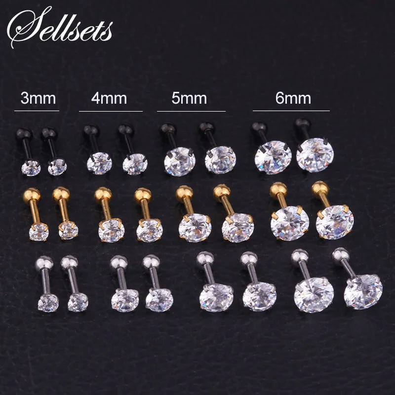 Sellsets 1Pair 3/4/5/6mm Crystal Zircon Tragus Piercing Surgical Steel Body Jewelry Ear Piercing Helix Ear Cartilage Earrings
Sellsets 1Pair 3/4/5/6mm Crystal Zircon Tragus Piercing Surgical Steel Body Jewelry Ear Piercing Helix Ear Cartilage Earrings