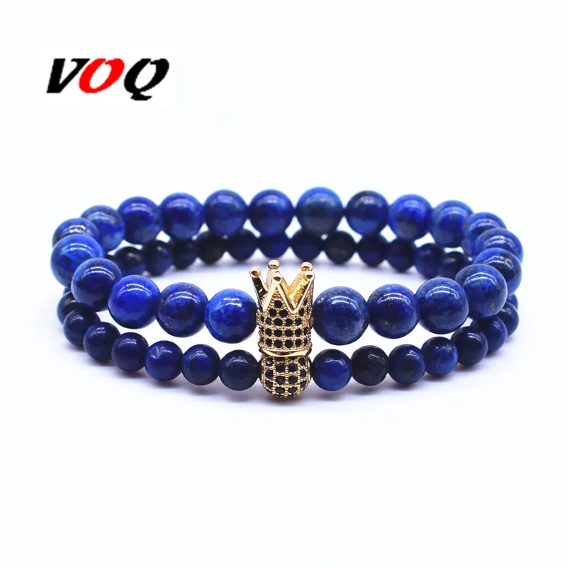 2 Pcs/set Ball with Crown Charm Bracelet Set 6mm with 8mm Lapis Lazuli Natural Stone Bead Bracelets for Women Men 2018 Jewelry
2 Pcs/set Ball with Crown Charm Bracelet Set 6mm with 8mm Lapis Lazuli Natural Stone Bead Bracelets for Women Men 2018 Jewelry