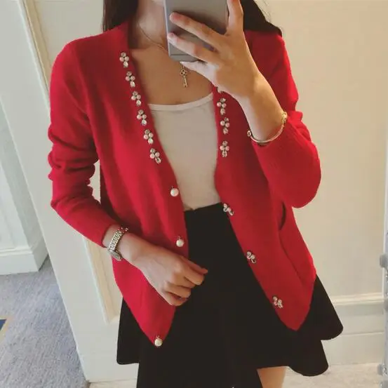 Women's diamond beaded Single-breasted women sweaters 2016 new spring autumn fashion knitted cardigan
Women's diamond beaded Single-breasted women sweaters 2016 new spring autumn fashion knitted cardigan