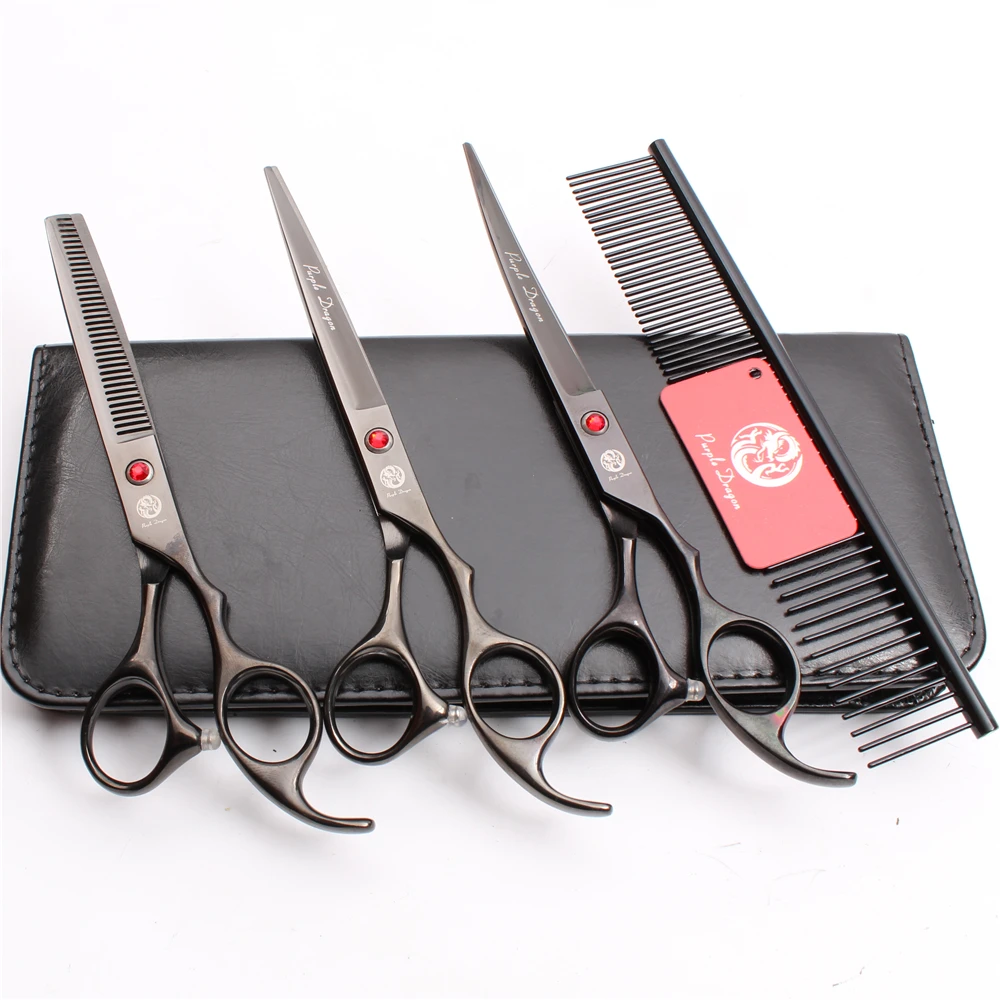 Z3003 4Pcs Set 7'' Black Steel Comb + Cutting Shears + Thinning Scissors +UP Curved Shears Professional Pets Hair Scissors Suit
Z3003 4Pcs Set 7'' Black Steel Comb + Cutting Shears + Thinning Scissors +UP Curved Shears Professional Pets Hair Scissors Suit