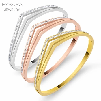 FYSARA Titanium Steel Three Row Crystals V Shape Bangles & Bracelets For Women Classic Brand Full Zircon Cuff Bracelets Wedding
FYSARA Titanium Steel Three Row Crystals V Shape Bangles & Bracelets For Women Classic Brand Full Zircon Cuff Bracelets Wedding