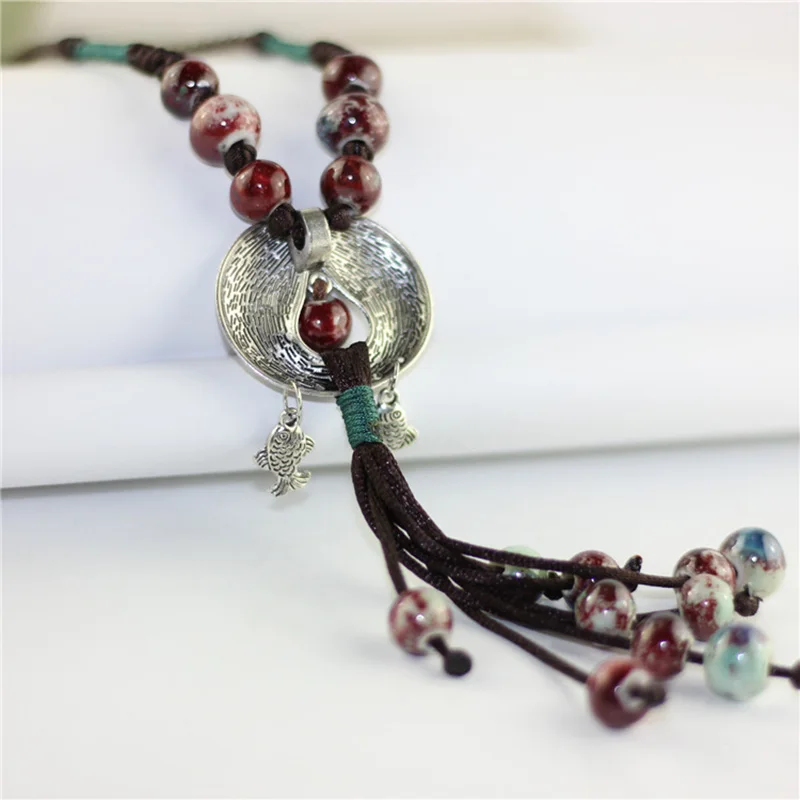 Tassel Long Necklaces Ceramic Round Beads Pendants Double Fish Chain Rope Colar Stone Charm Statement Women Sweater Jewelry Gift
Tassel Long Necklaces Ceramic Round Beads Pendants Double Fish Chain Rope Colar Stone Charm Statement Women Sweater Jewelry Gift