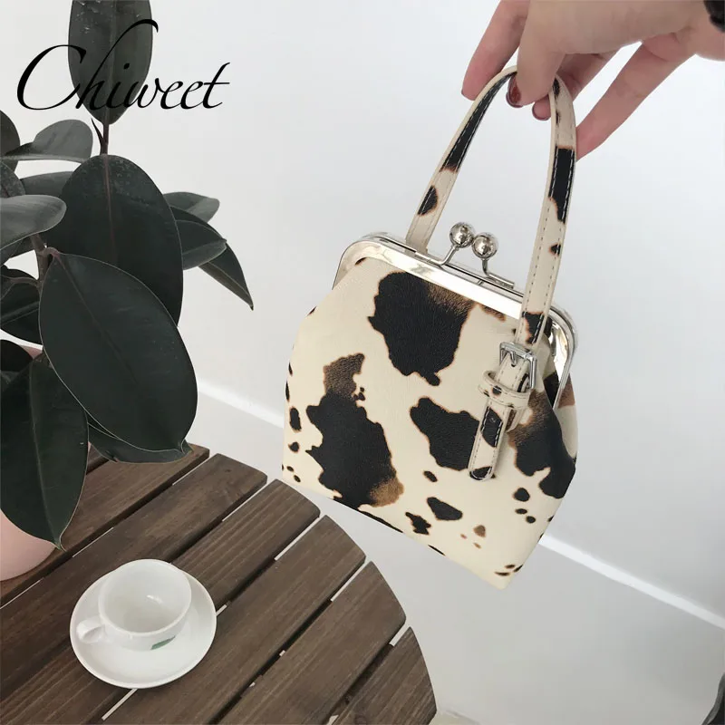 Designer Handbag Ladies Hand Bag Cow Pattern Tote Bags Luxury Small Crossbody Clip Mini Cute Women Shoulder Messenger | Багаж и сумки