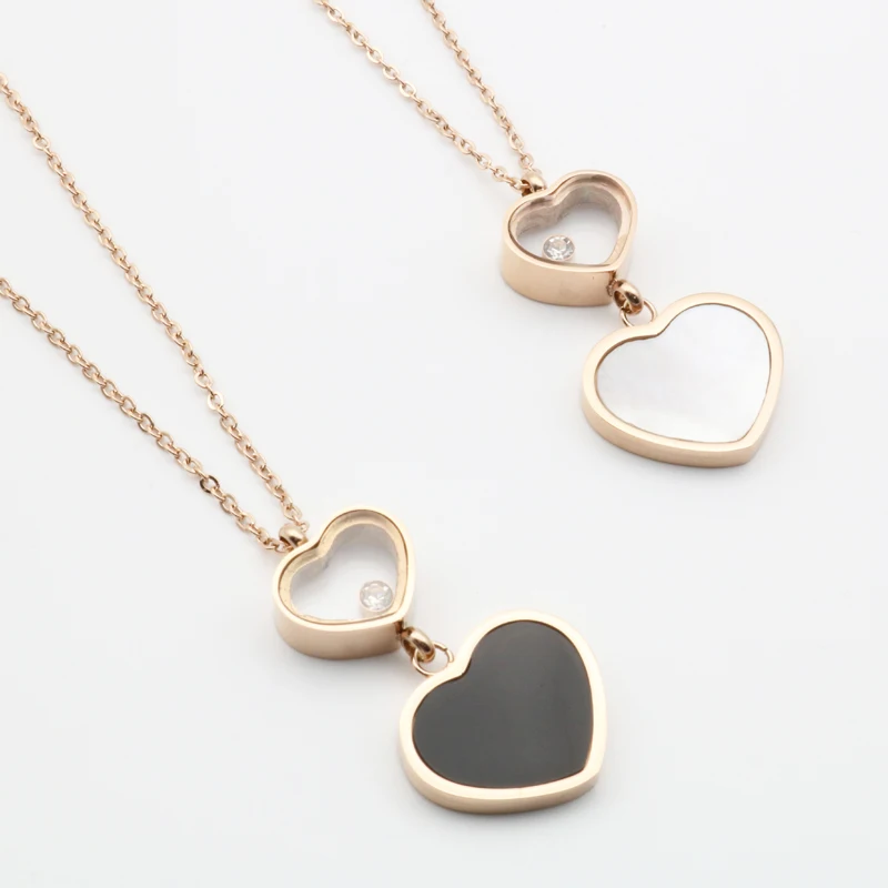 Double Heart Pendant Stainless Steel Woman Necklace Golden Color Chain White Black Shell for Lady Gift Fashion Jewelry Necklaces
Double Heart Pendant Stainless Steel Woman Necklace Golden Color Chain White Black Shell for Lady Gift Fashion Jewelry Necklaces