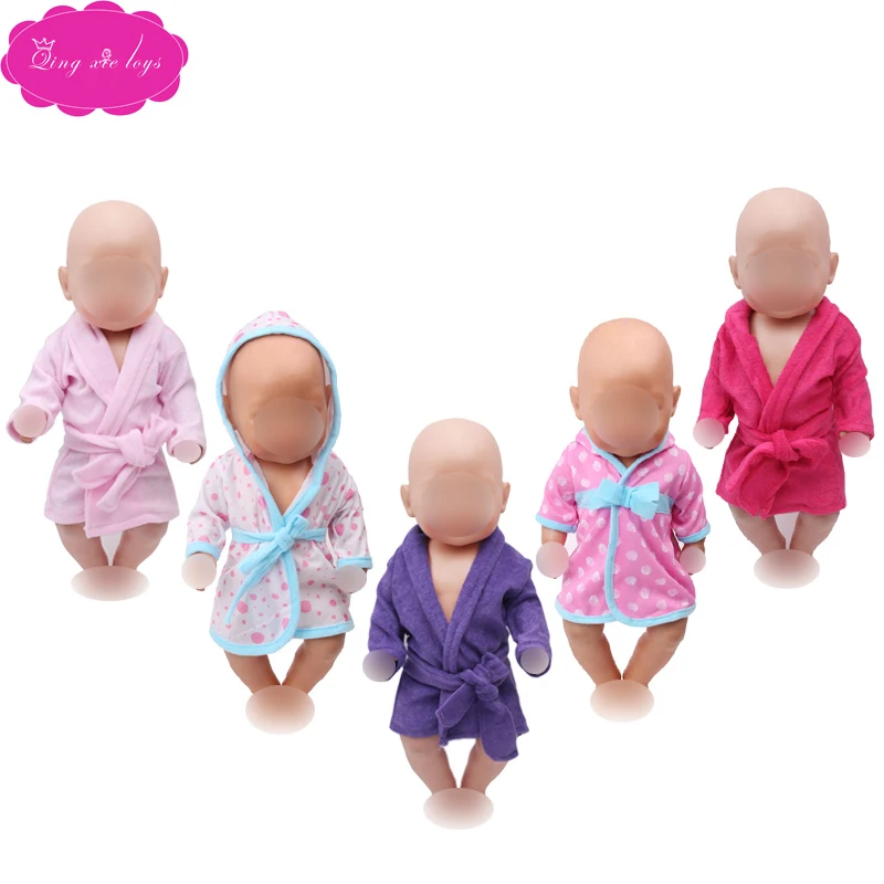 43 cm baby dolls clothes newborn pajamas purple robe pink bath towel Baby toys fit American 18 inch Girls doll f550 | Игрушки и хобби