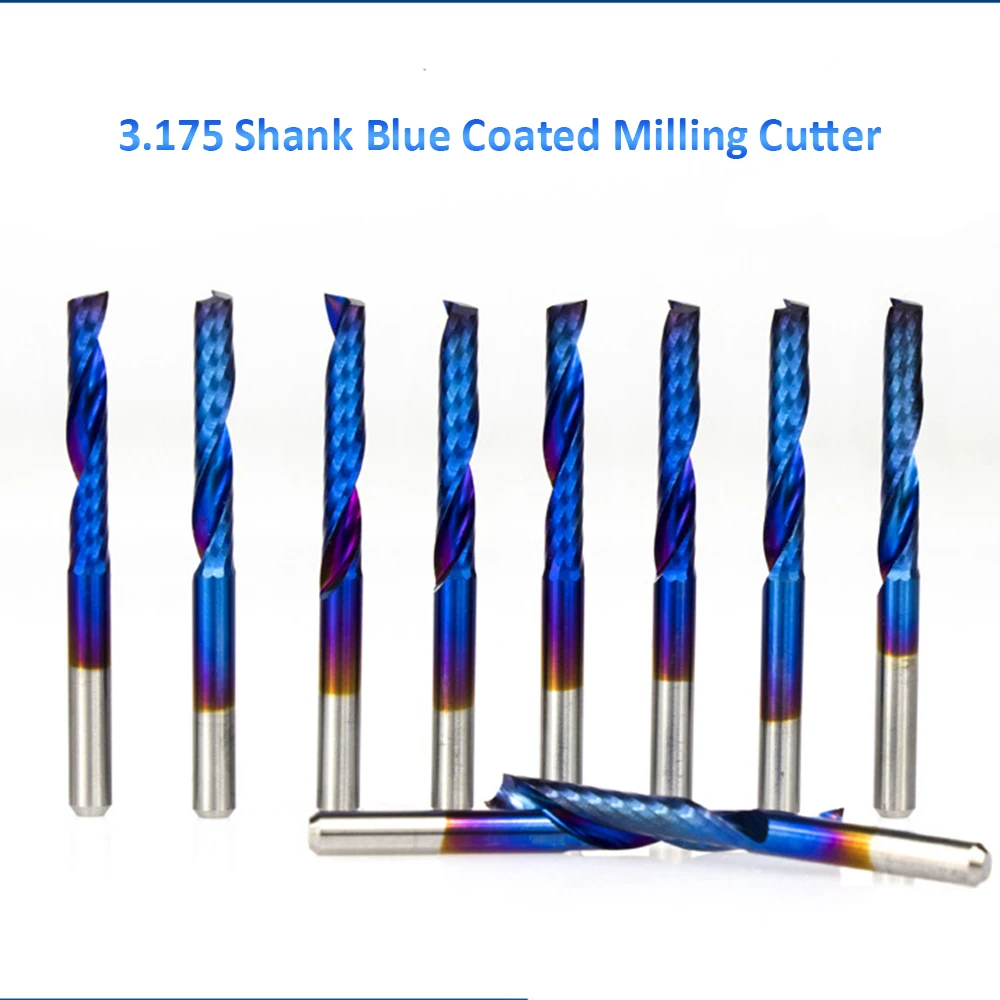 Milling Cutter 10pcs 3.175 Shank Blue Coated CNC End Mills Carbide Milling Cutter Router Bit For Milling Machine PCB Engraving
Milling Cutter 10pcs 3.175 Shank Blue Coated CNC End Mills Carbide Milling Cutter Router Bit For Milling Machine PCB Engraving