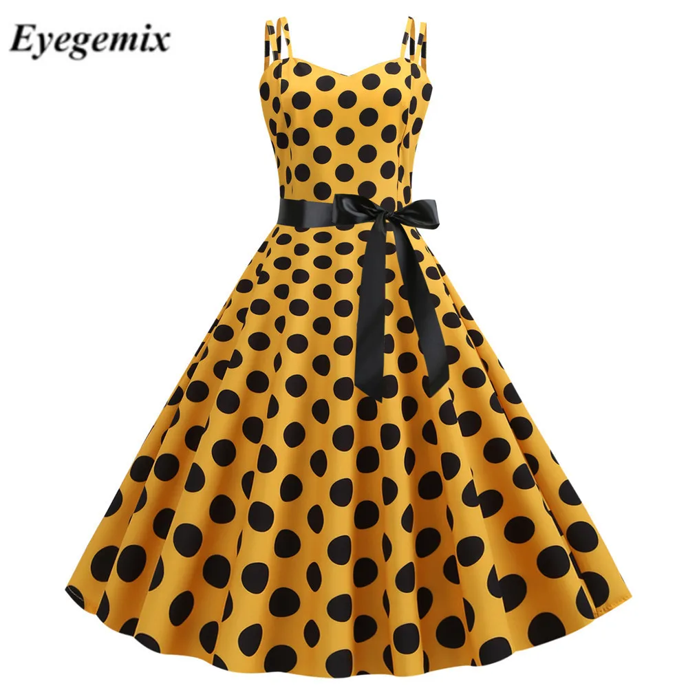 2019 Yellow Women Polka Dot Vintage Summer Dress Big Swing Retro Robe Prom Rockabilly Party Dress Sexy Halter Pinup Vestidos
2019 Yellow Women Polka Dot Vintage Summer Dress Big Swing Retro Robe Prom Rockabilly Party Dress Sexy Halter Pinup Vestidos