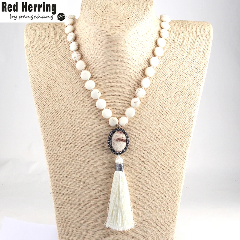 Fashion Bohemian Tribal Jewelry White Stone Knotted Handmake Paved Horse Hair Link White Tassel Necklaces For Women
Fashion Bohemian Tribal Jewelry White Stone Knotted Handmake Paved Horse Hair Link White Tassel Necklaces For Women
