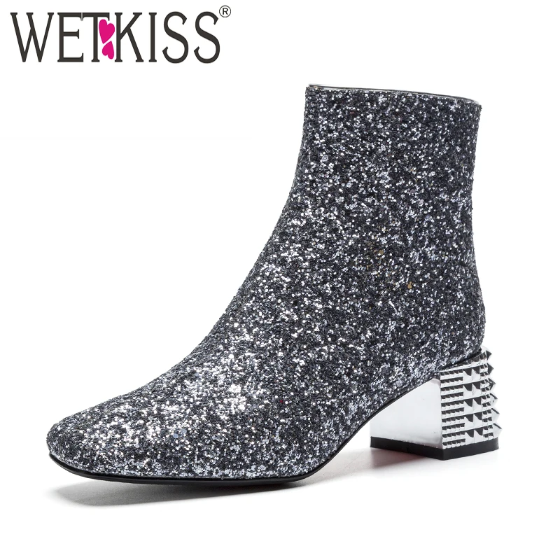 WETKISS Unusual High Heels Women Ankle Glitter Boots Zip Square Toe Footwear Female Boot Party Bling Shoes Woman 2019 Spring New
WETKISS Unusual High Heels Women Ankle Glitter Boots Zip Square Toe Footwear Female Boot Party Bling Shoes Woman 2019 Spring New