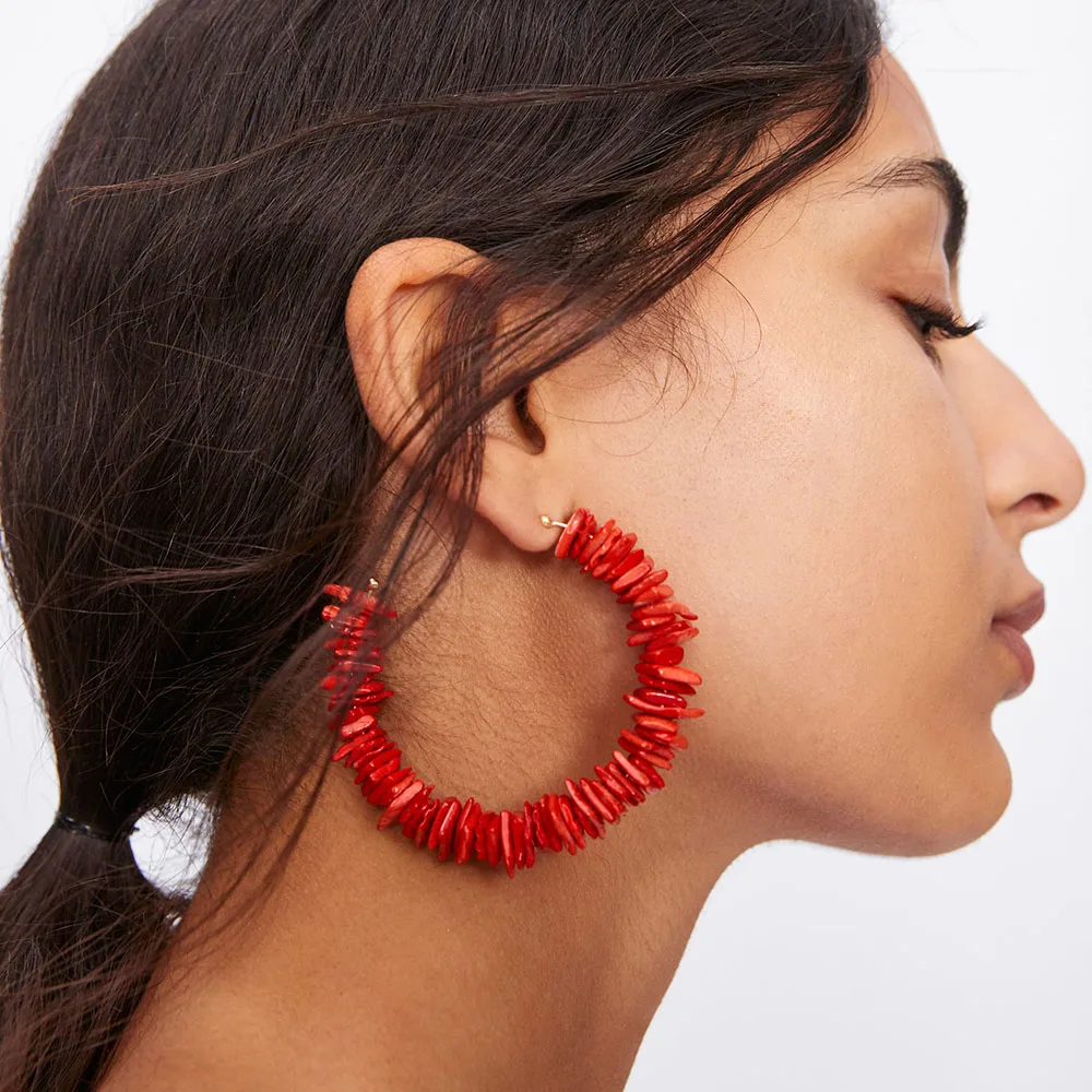 Boho Ethnic Za Earrings Jewelry Woman Red Green Irregular Natural Stone Beaded Big Hook Circle Large Drop Earrings For Women
Boho Ethnic Za Earrings Jewelry Woman Red Green Irregular Natural Stone Beaded Big Hook Circle Large Drop Earrings For Women