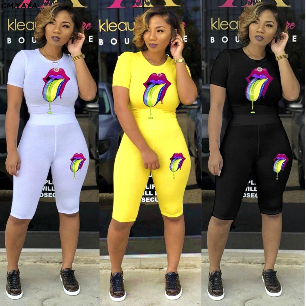 2019 women new summer o-neck short sleeve tougue painting tee top skinny knee length pants suit two piece set tracksuit LM8056
2019 women new summer o-neck short sleeve tougue painting tee top skinny knee length pants suit two piece set tracksuit LM8056