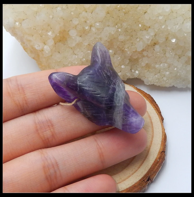 Only One!!Handmade Fashion Wolf Head Natural Stone The raw materials Amethyst Purple Color Pendant Semi-precious DIY Jewelry
Only One!!Handmade Fashion Wolf Head Natural Stone The raw materials Amethyst Purple Color Pendant Semi-precious DIY Jewelry