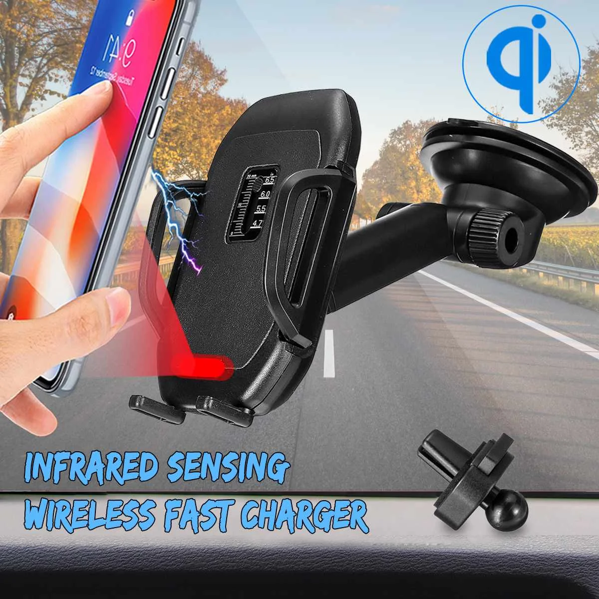 2In1 10W Qi Wireless Charger Fast Charging Infrared Induction Car Air Vent Dashboard Car Phone Holder For 4.0-6.5 Inch Cellphone
2In1 10W Qi Wireless Charger Fast Charging Infrared Induction Car Air Vent Dashboard Car Phone Holder For 4.0-6.5 Inch Cellphone